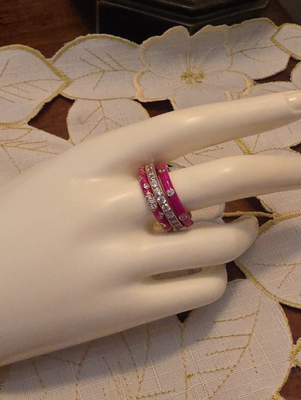 Diamonique Ring Set Sterling Silver Size 10 - Picture 9 of 12